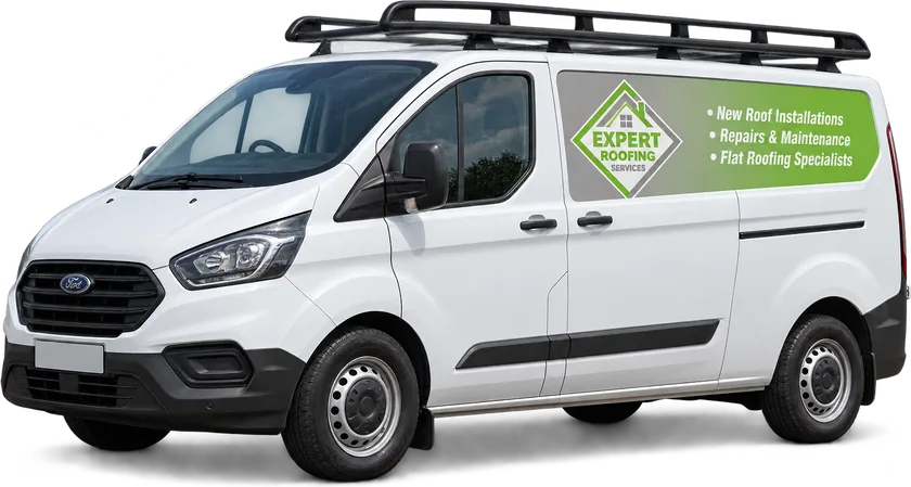 Expert Roofing Services van with the company logo
